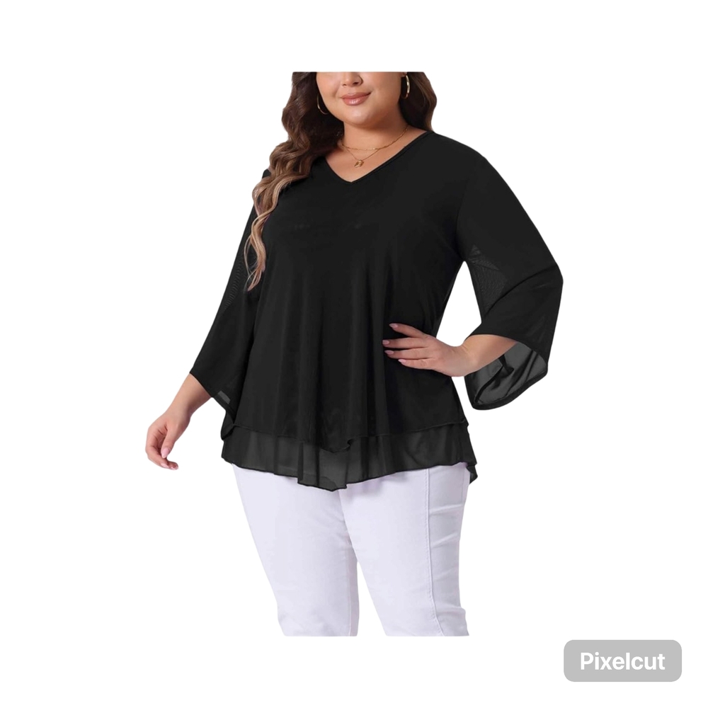 NWOT Size 2X Black V-Neck Women's Plus size Blouse